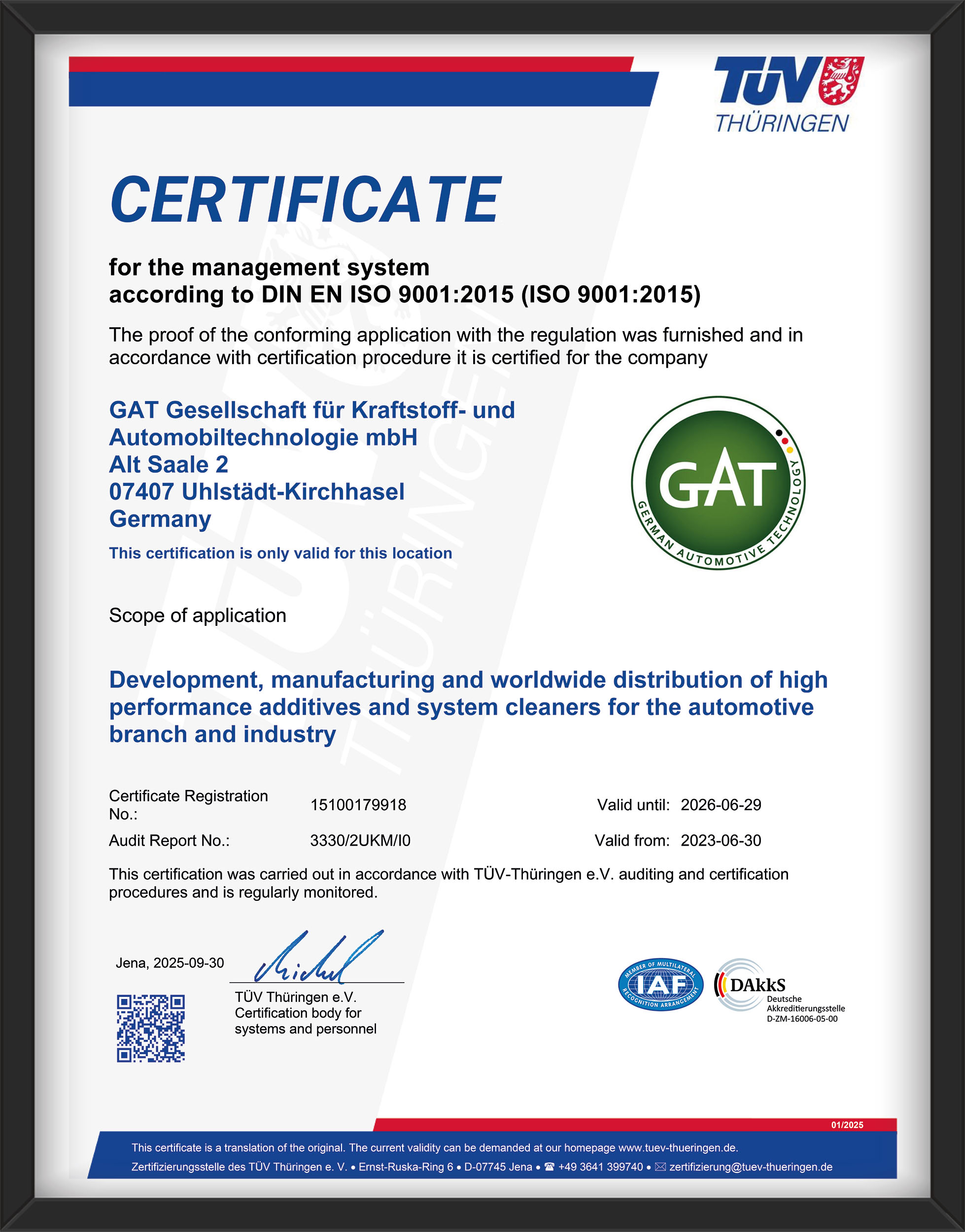 ISO 9001:2015 Zertifizierung